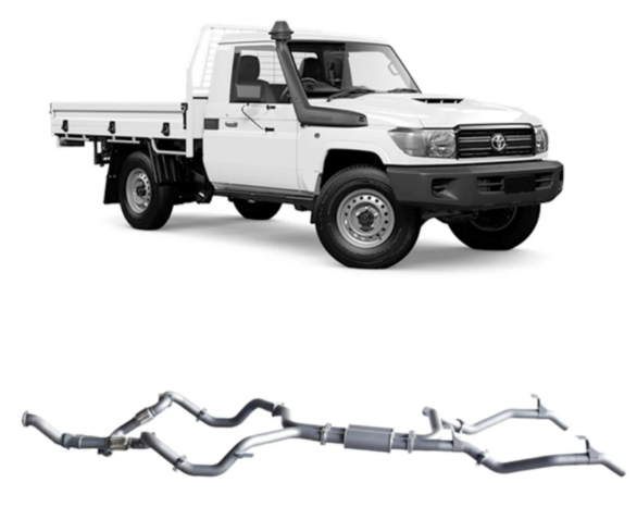 Redback Extreme Duty Twin Exhaust to suit Toyota Landcruiser 79 Series Single Cab Resonator (03/2007 - 10/2016)