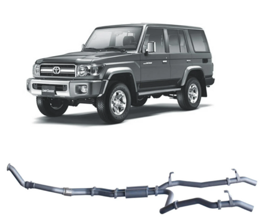 Redback Extreme Duty Twin Exhaust to suit Toyota 76 Series Landcruiser Twin Resonator (03/2007 - 10/2016)